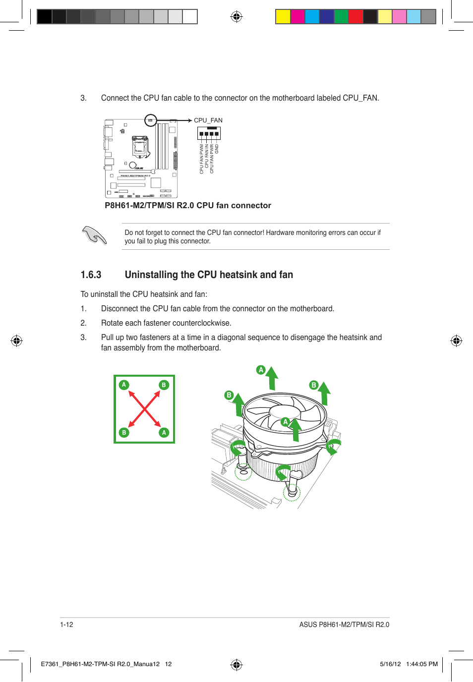 3 uninstalling the cpu heatsink and fan | Asus MOTHERBOARD si r2.0 User Manual | Page 22 / 70
