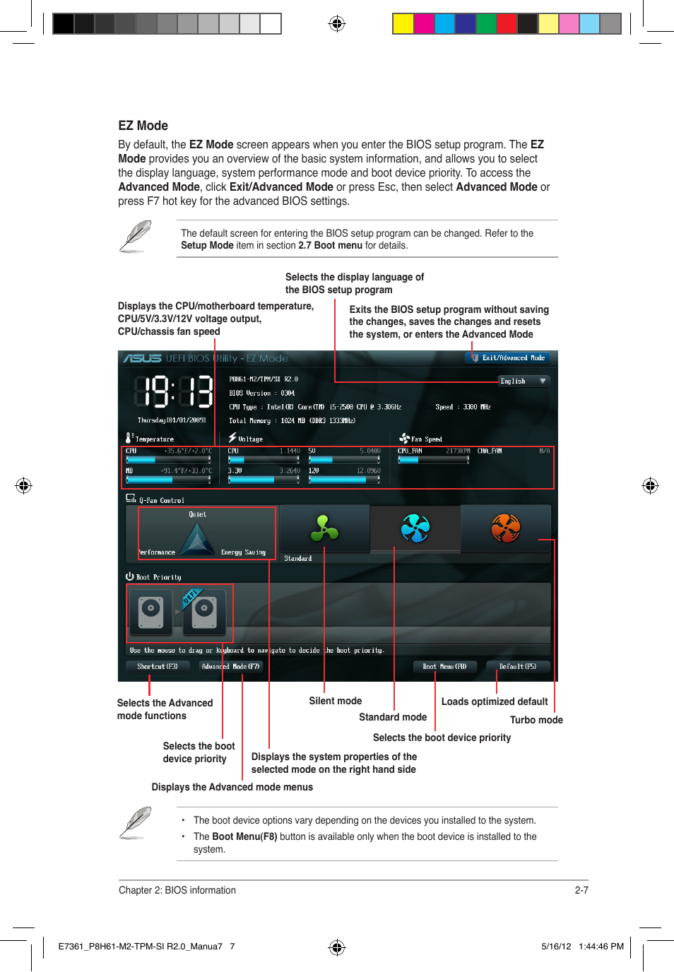 Ez mode | Asus MOTHERBOARD si r2.0 User Manual | Page 45 / 70