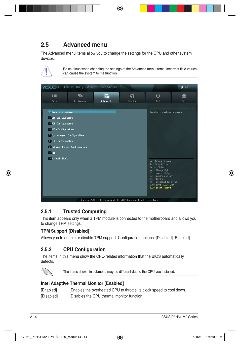 5 advanced menu | Asus MOTHERBOARD si r2.0 User Manual | Page 52 / 70