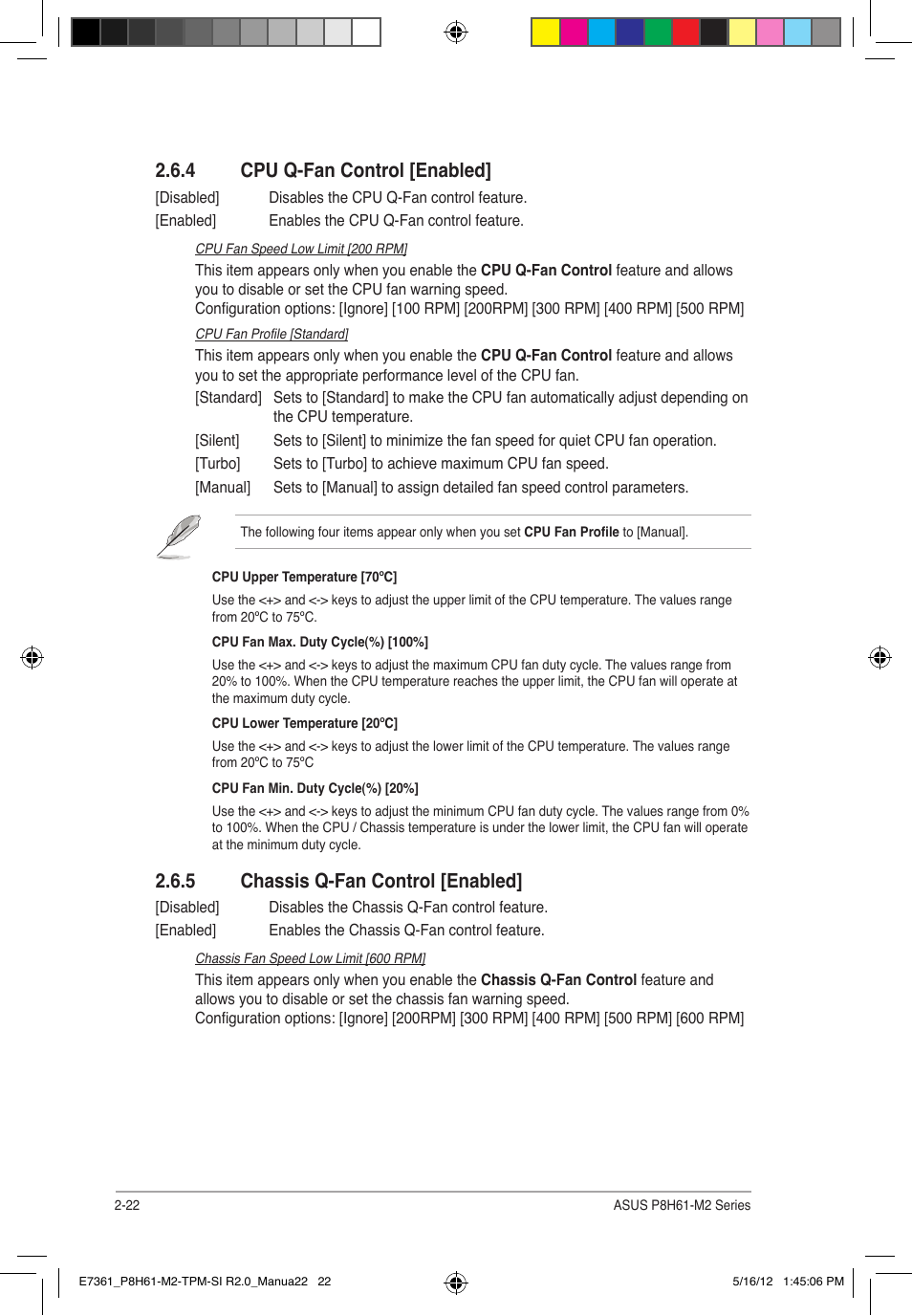 4 cpu q-fan control [enabled, 5 chassis q-fan control [enabled | Asus MOTHERBOARD si r2.0 User Manual | Page 60 / 70
