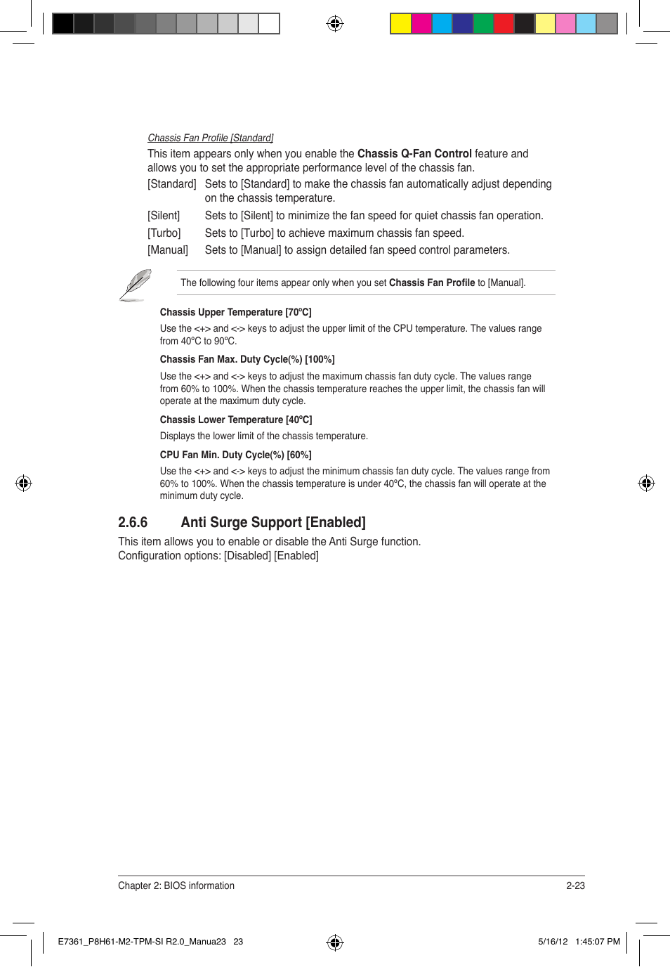 6 anti surge support [enabled | Asus MOTHERBOARD si r2.0 User Manual | Page 61 / 70