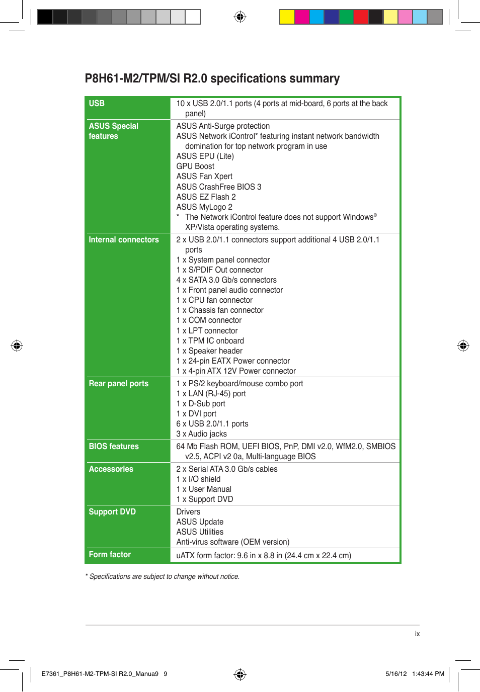 Asus MOTHERBOARD si r2.0 User Manual | Page 9 / 70