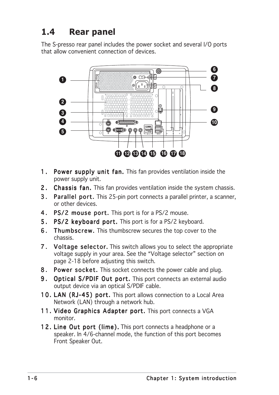 4 rear panel | Asus Multimedia System S-presso User Manual | Page 16 / 106