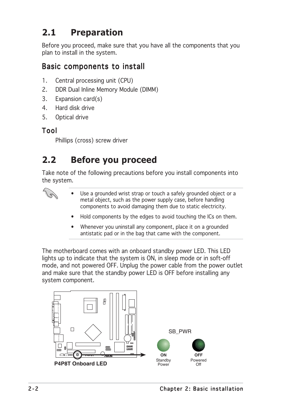 1 preparation, 2 before you proceed, Basic components to install | Asus Multimedia System S-presso User Manual | Page 22 / 106