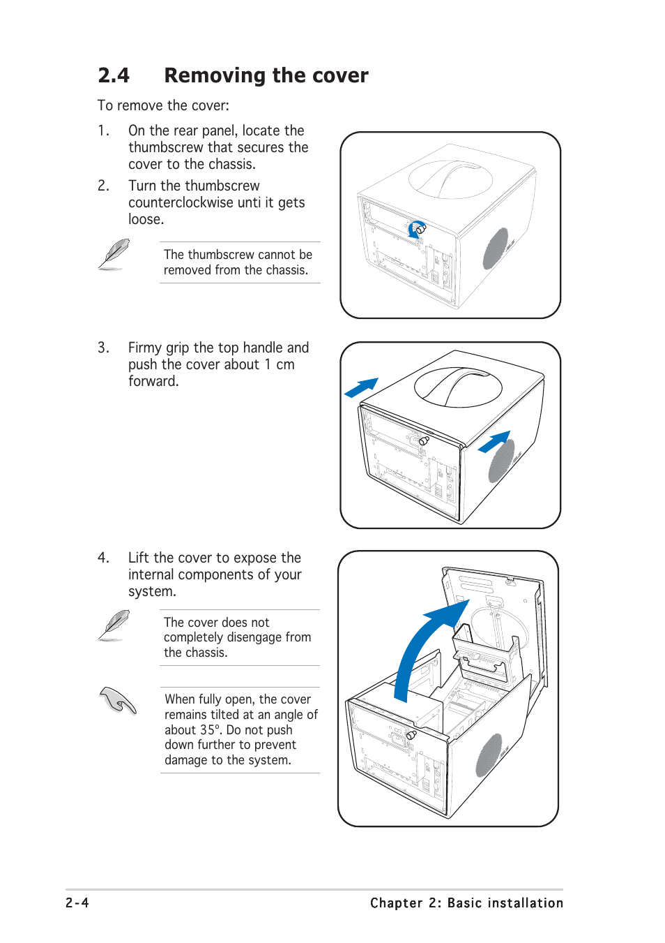 4 removing the cover | Asus Multimedia System S-presso User Manual | Page 24 / 106