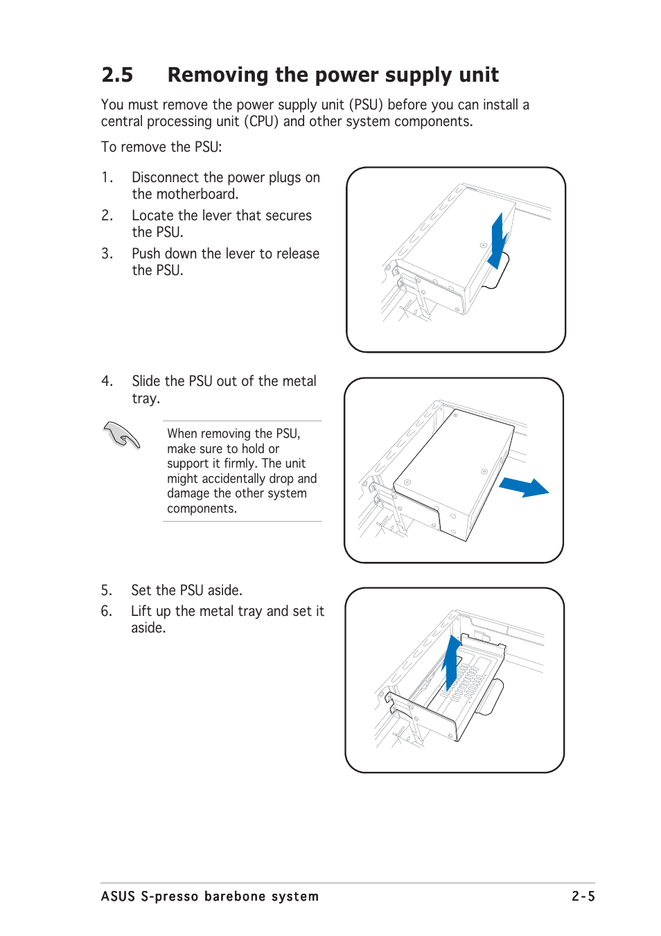 5 removing the power supply unit | Asus Multimedia System S-presso User Manual | Page 25 / 106