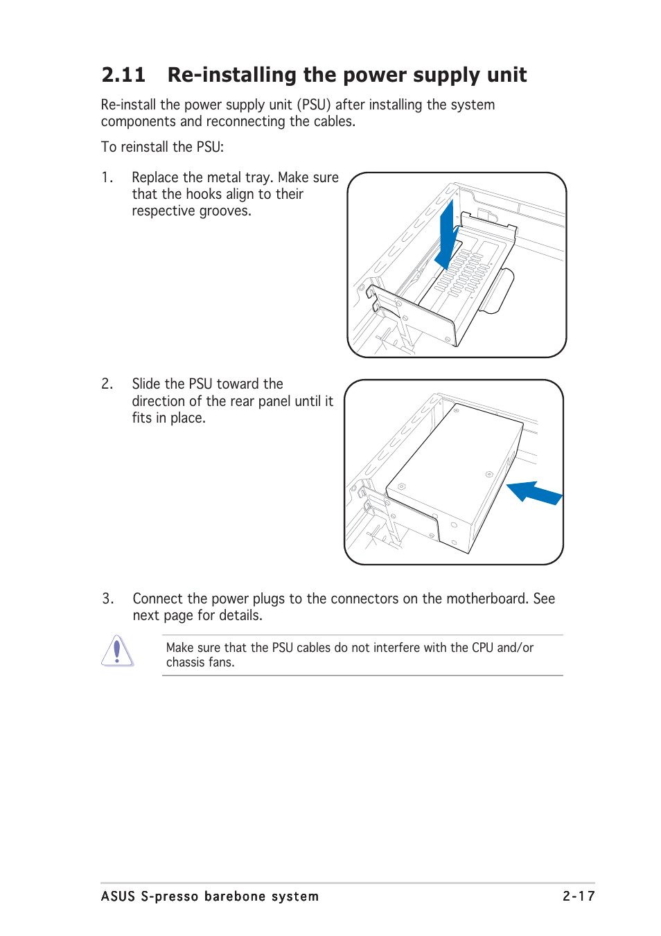 11 re-installing the power supply unit | Asus Multimedia System S-presso User Manual | Page 37 / 106