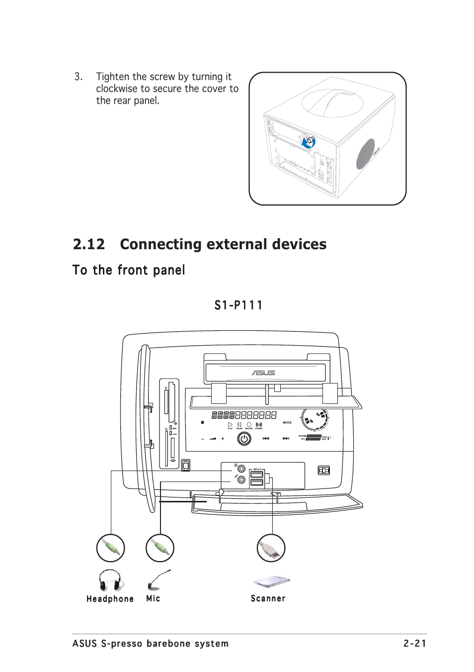 12 connecting external devices, S1-p111 | Asus Multimedia System S-presso User Manual | Page 41 / 106