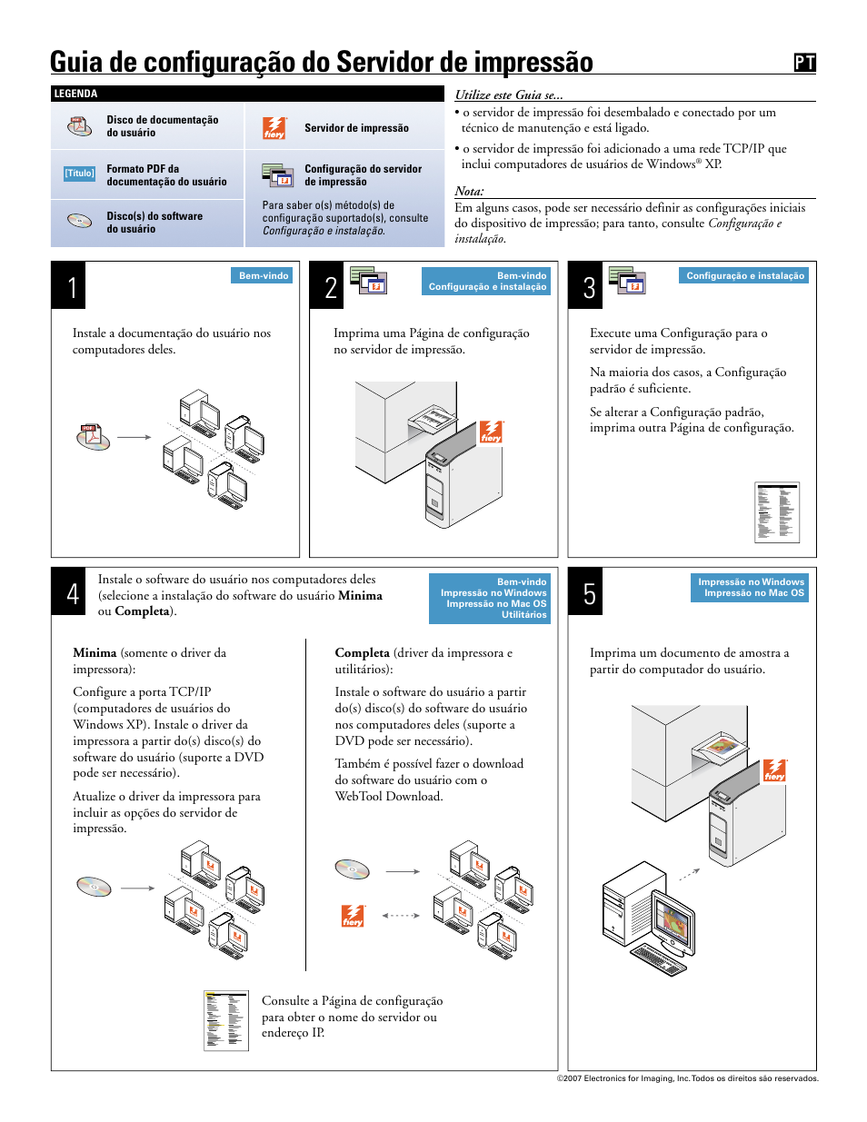 Português, Guia de configuração do servidor de impressão | Xerox 4112-4127 ST con Xerox EX Print Server powered by Fiery-15059 User Manual | Page 6 / 8