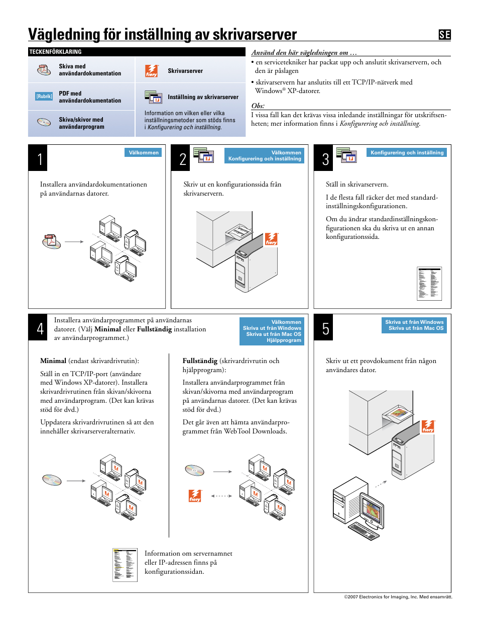 Svenska, Vägledning för inställning av skrivarserver | Xerox 4112-4127 ST con Xerox EX Print Server powered by Fiery-15059 User Manual | Page 8 / 8