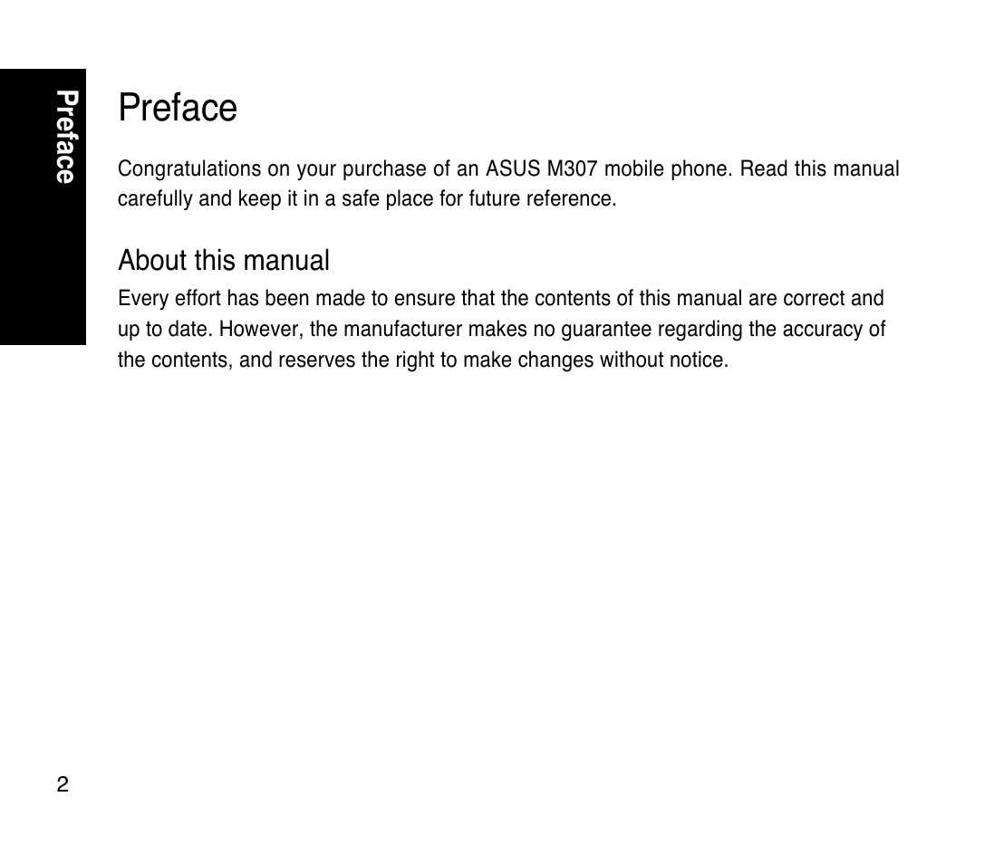 Preface | Asus M307 User Manual | Page 2 / 78