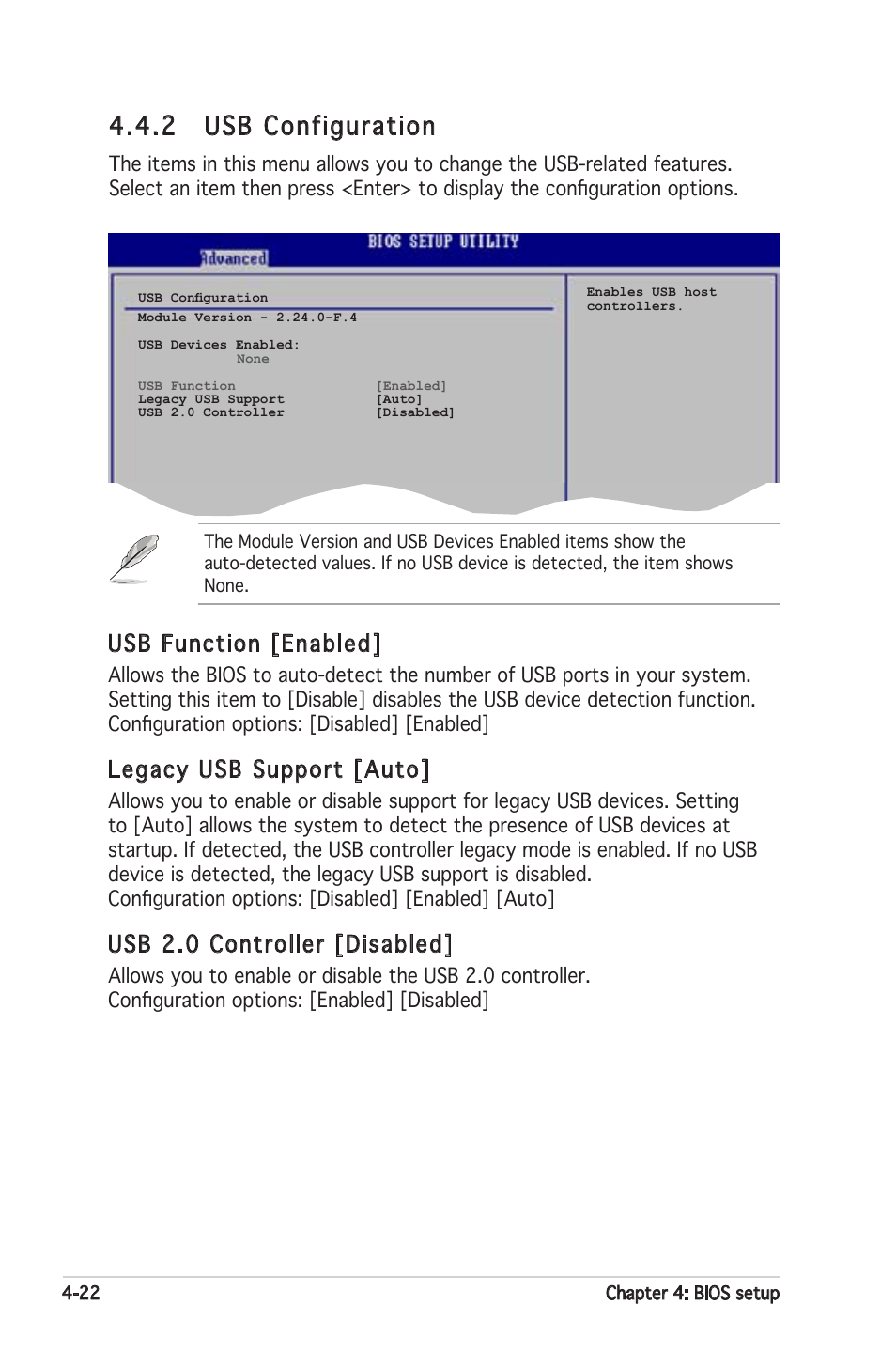 2 usb configuration, Usb function [enabled, Legacy usb support [auto | Usb 2.0 controller [disabled | Asus Motherboard P5PL2-E User Manual | Page 78 / 116