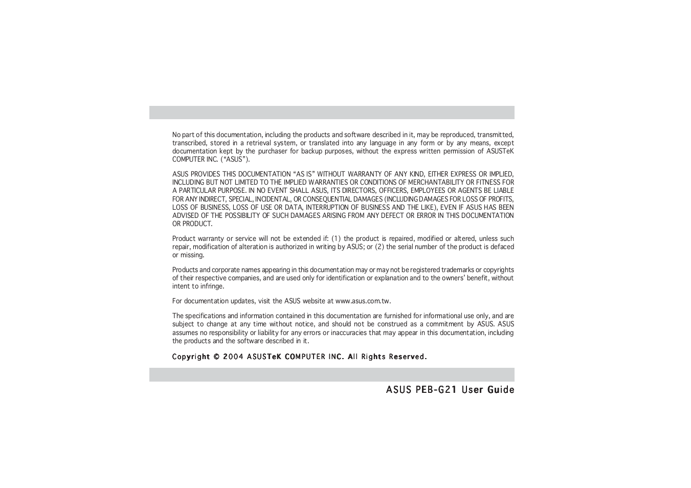 Asus PCI Express x1 Network Interface PEB-G21 User Manual | Page 2 / 42