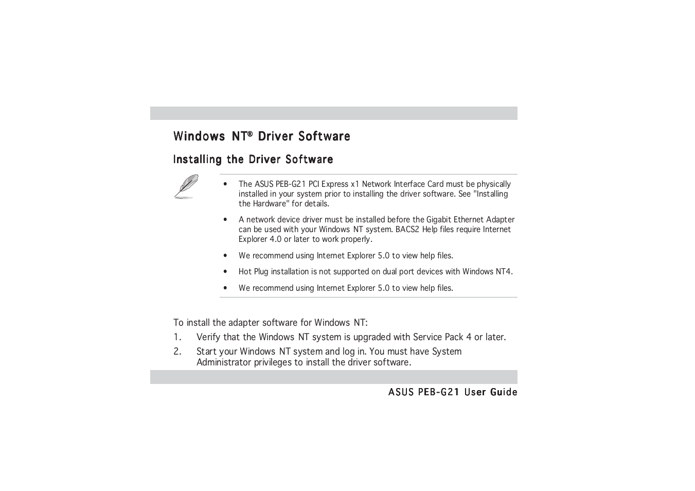 Asus PCI Express x1 Network Interface PEB-G21 User Manual | Page 20 / 42
