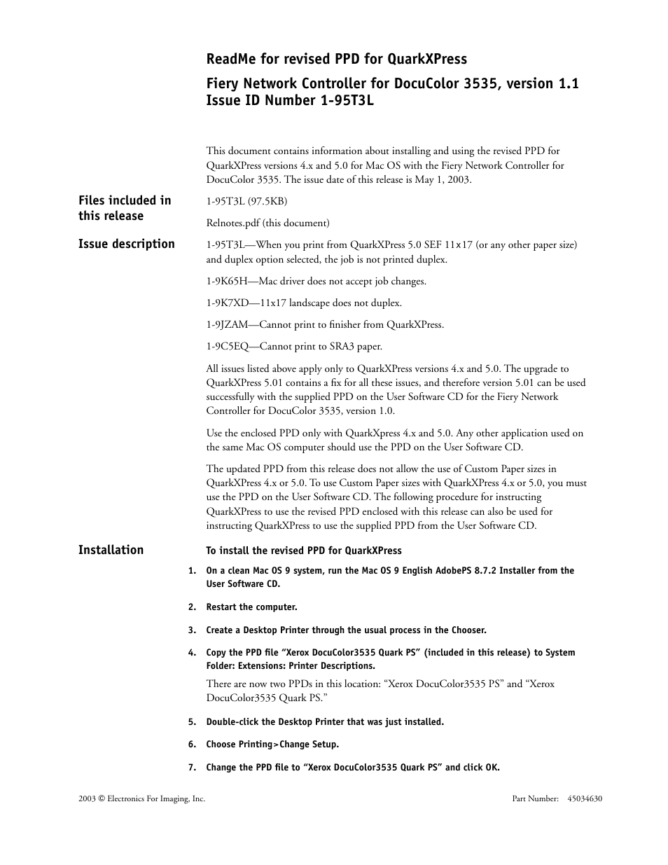 Xerox DocuColor 3535 con built-in Fiery controller-14726 User Manual | 2 pages