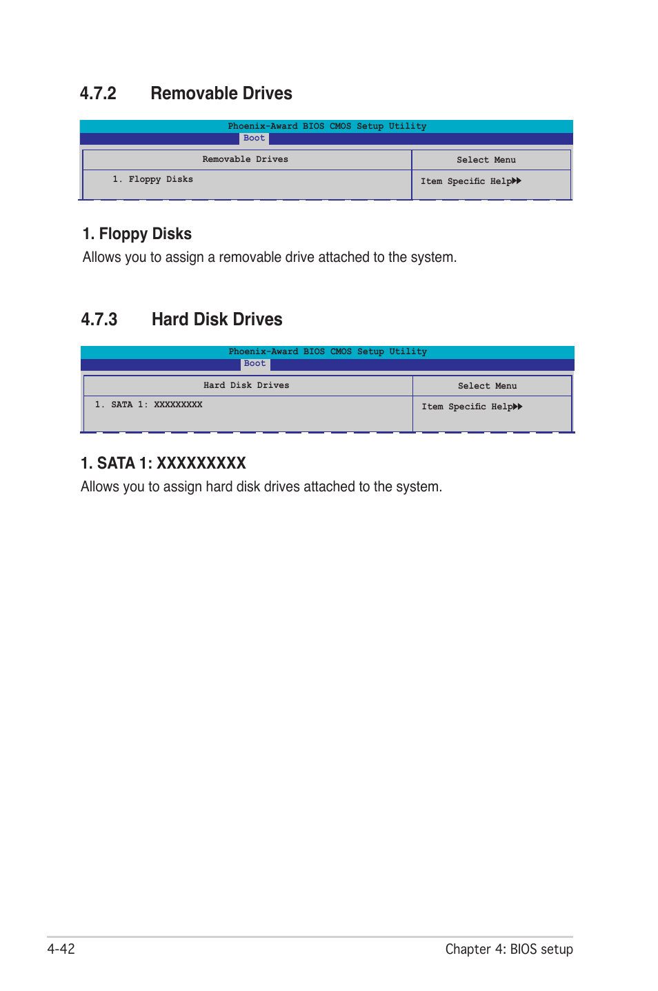 2 removable drives, 3 hard disk drives, Floppy disks | Asus CROSSHAIR E2711 User Manual | Page 110 / 174