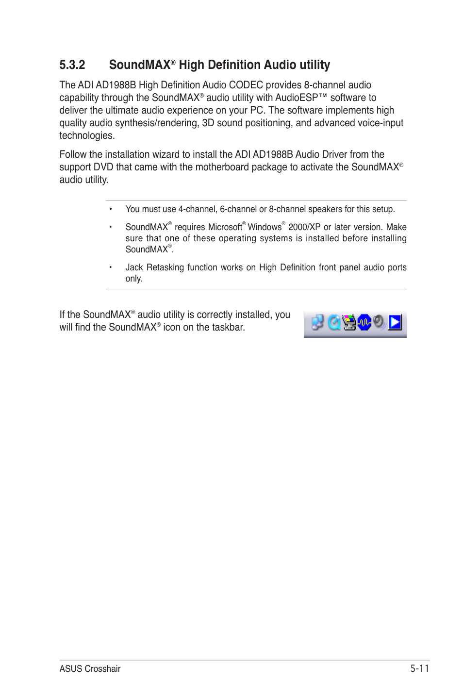 2 soundmax, High definition audio utility | Asus CROSSHAIR E2711 User Manual | Page 131 / 174