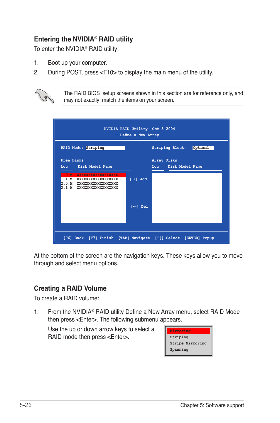 Entering the nvidia, Raid utility, Creating a raid volume | Asus CROSSHAIR E2711 User Manual | Page 146 / 174