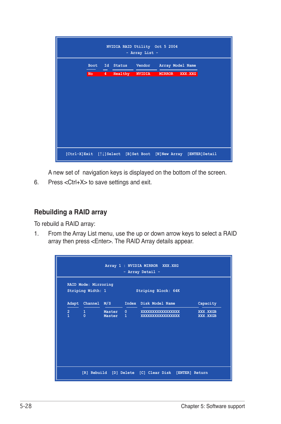 Rebuilding a raid array | Asus CROSSHAIR E2711 User Manual | Page 148 / 174