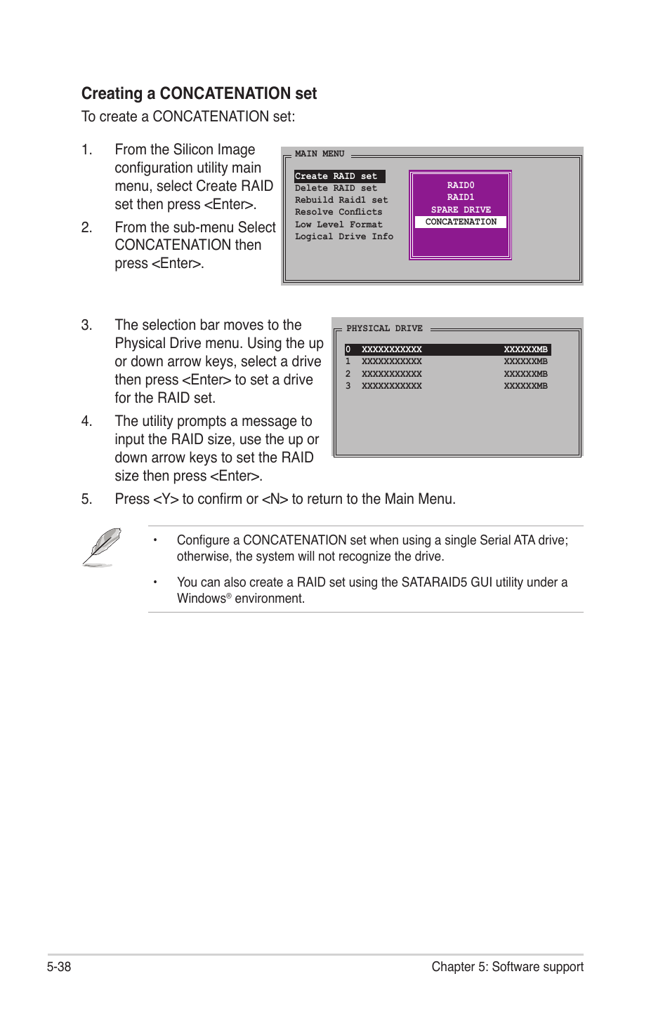 Creating a concatenation set | Asus CROSSHAIR E2711 User Manual | Page 158 / 174