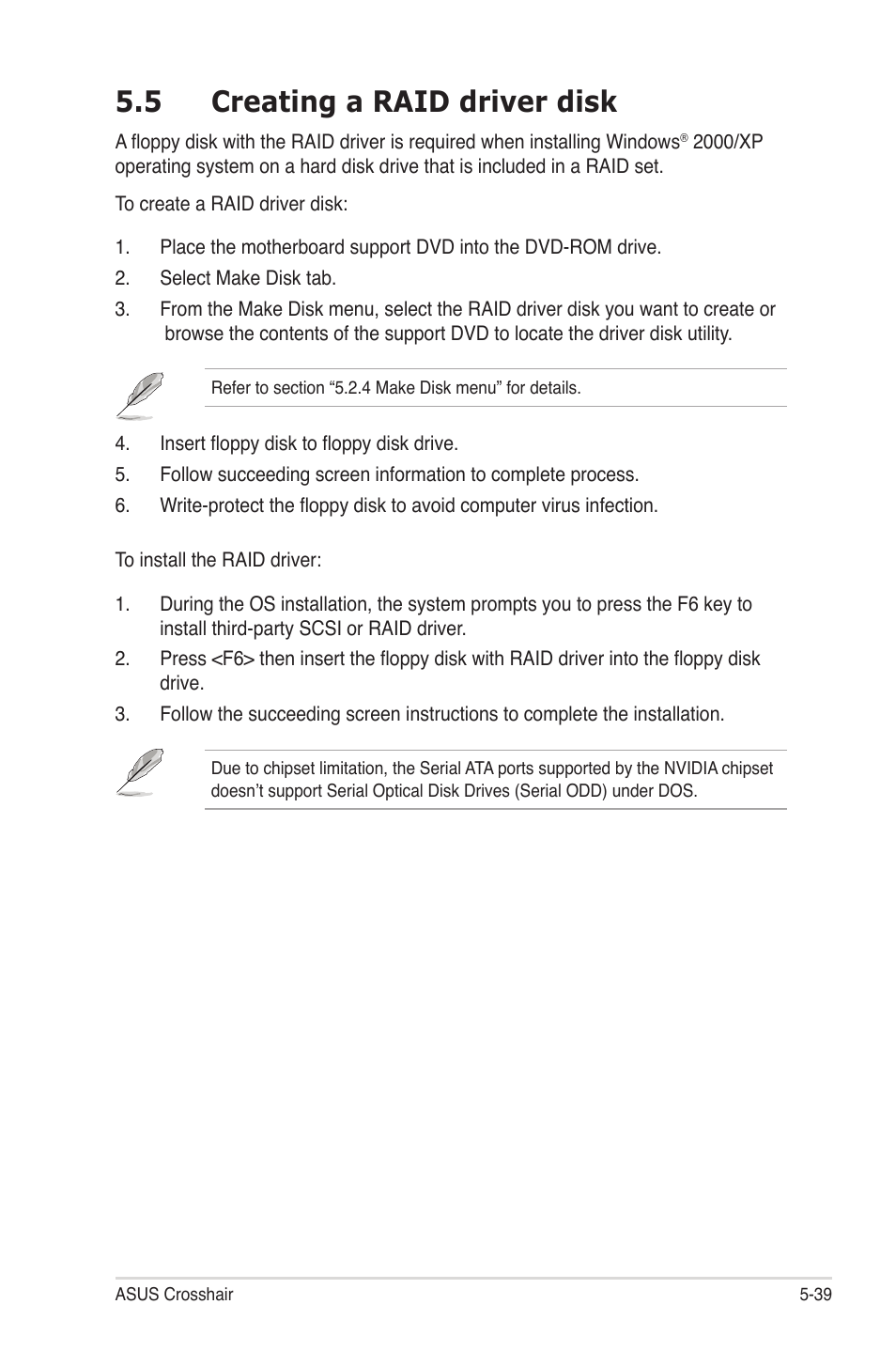 5 creating a raid driver disk | Asus CROSSHAIR E2711 User Manual | Page 159 / 174