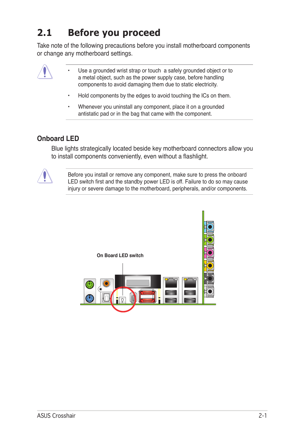 1 before you proceed | Asus CROSSHAIR E2711 User Manual | Page 27 / 174