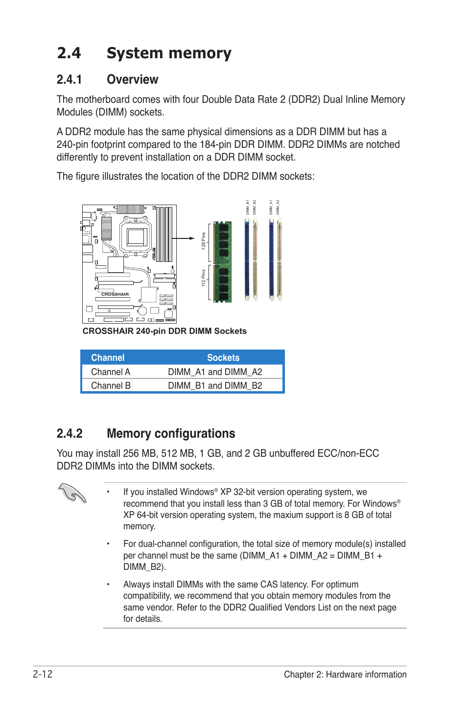 1 overview, 2 chapter 2: hardware information, If you installed windows | Asus CROSSHAIR E2711 User Manual | Page 38 / 174