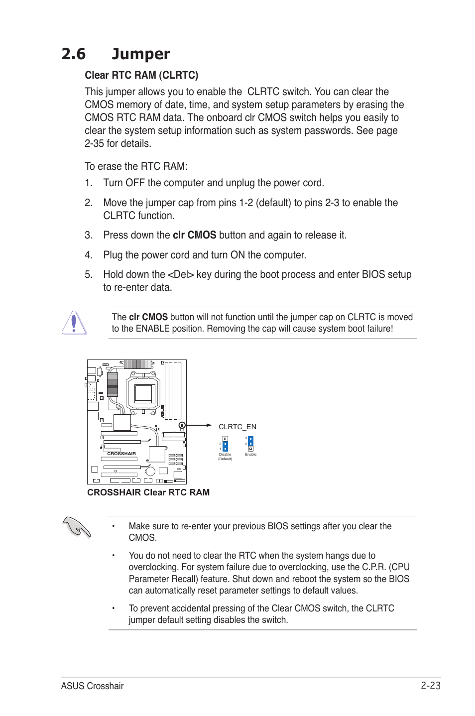 6 jumper | Asus CROSSHAIR E2711 User Manual | Page 49 / 174