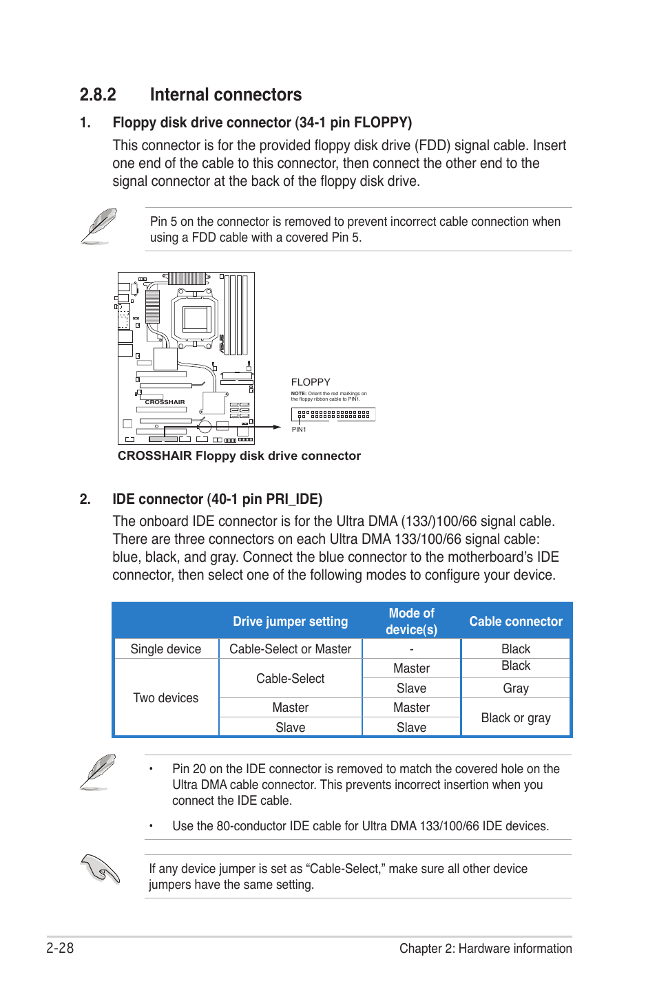 2 internal connectors | Asus CROSSHAIR E2711 User Manual | Page 54 / 174