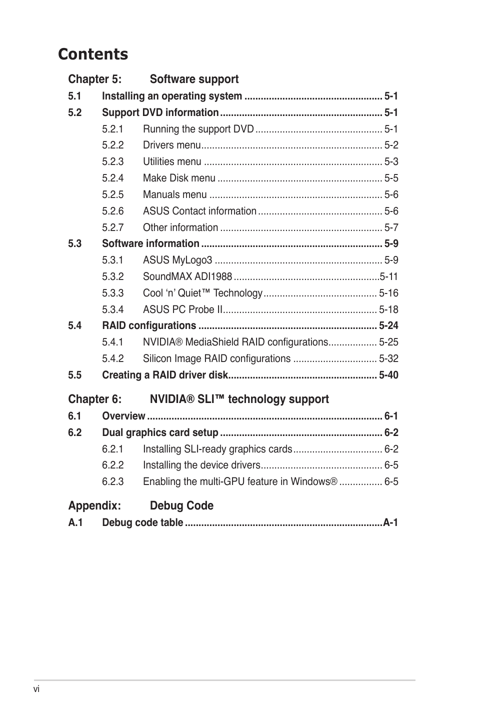 Asus CROSSHAIR E2711 User Manual | Page 6 / 174