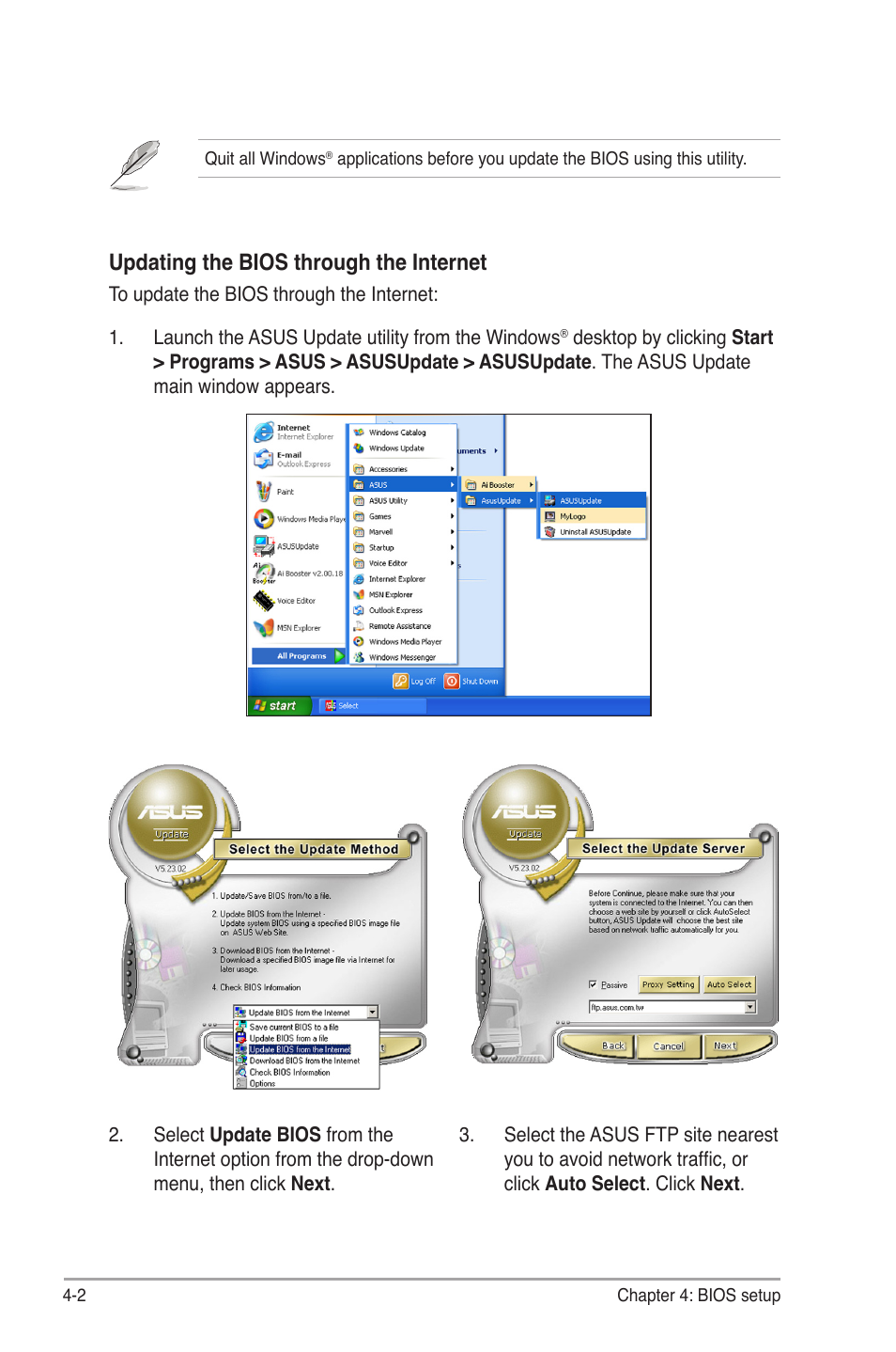 Updating the bios through the internet | Asus CROSSHAIR E2711 User Manual | Page 70 / 174