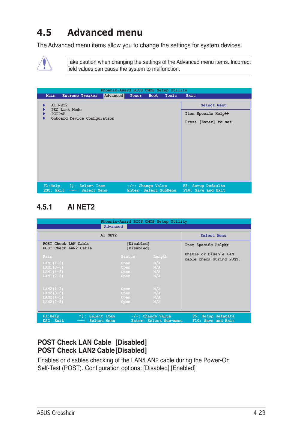 5 advanced menu, 1 ai net2 | Asus CROSSHAIR E2711 User Manual | Page 97 / 174