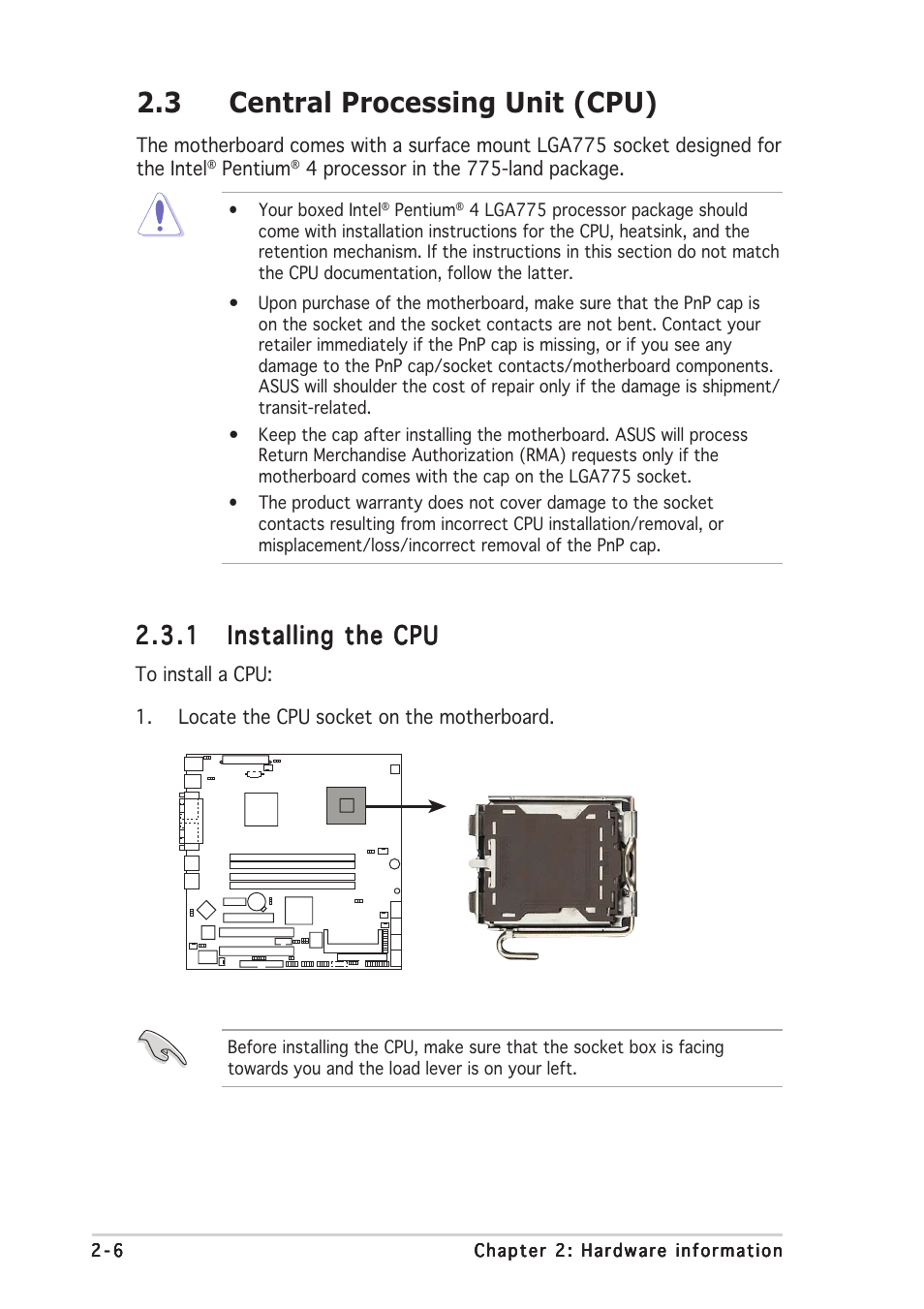 3 central processing unit (cpu) | Asus Motherboard P5CR-VM User Manual | Page 26 / 102