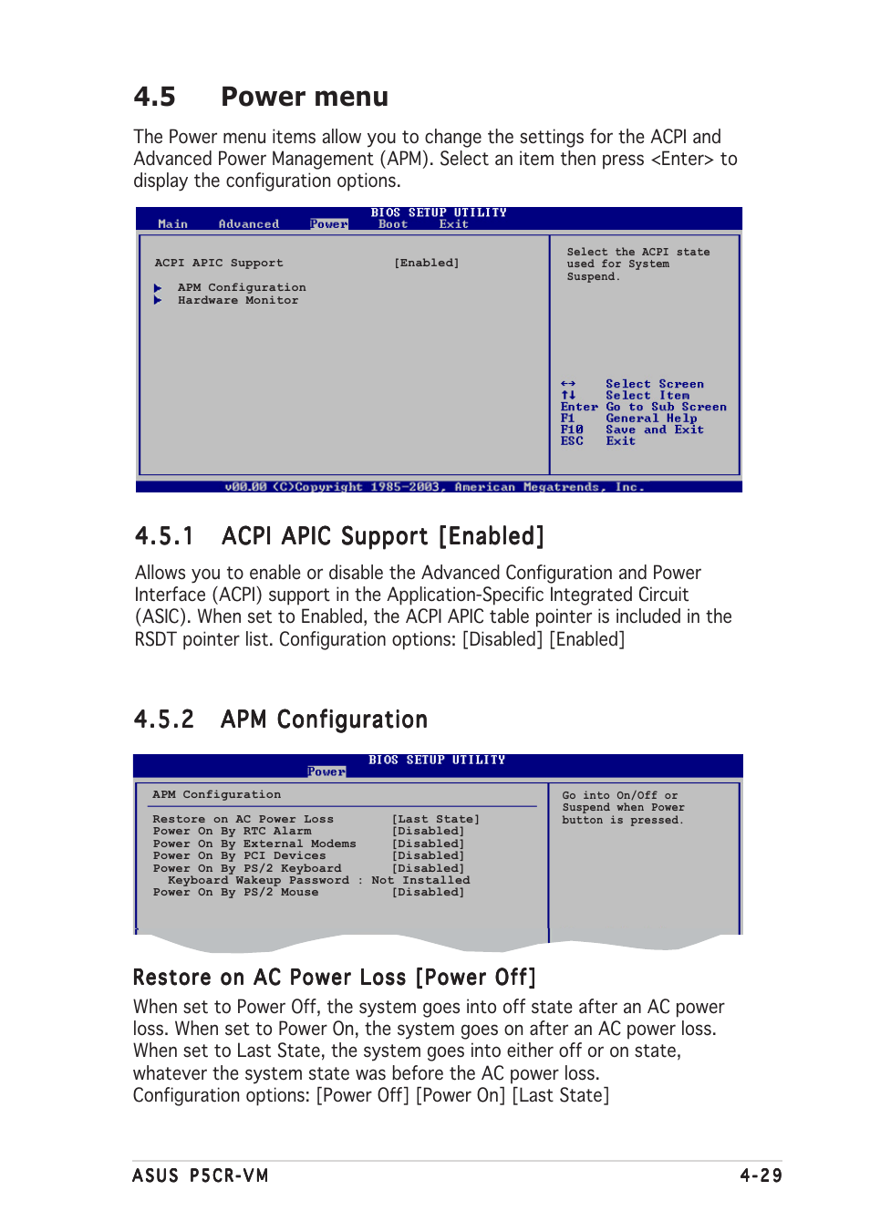 5 power menu | Asus Motherboard P5CR-VM User Manual | Page 89 / 102