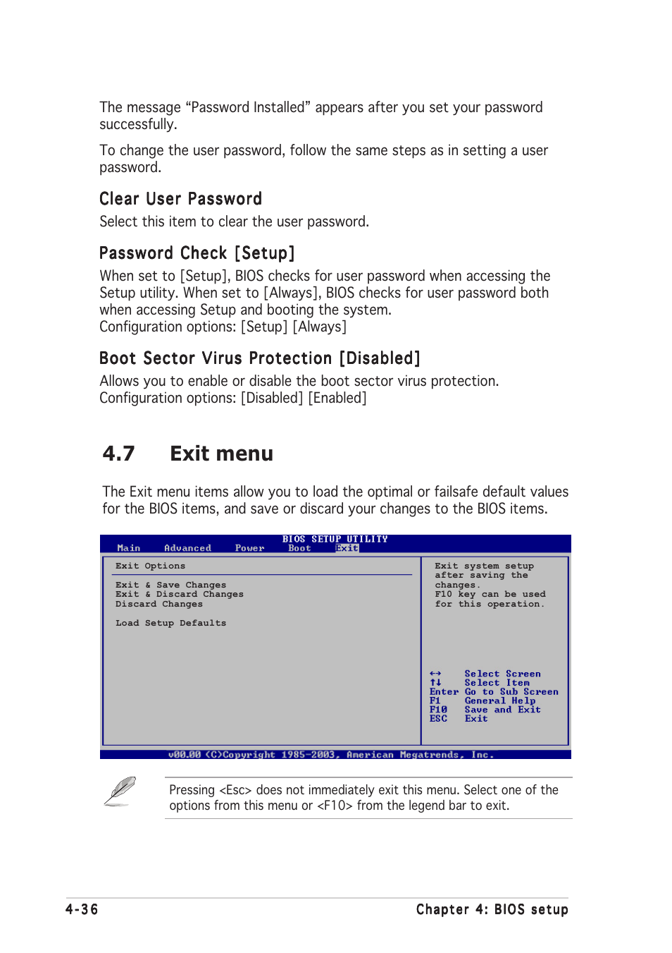 7 exit menu | Asus Motherboard P5CR-VM User Manual | Page 96 / 102