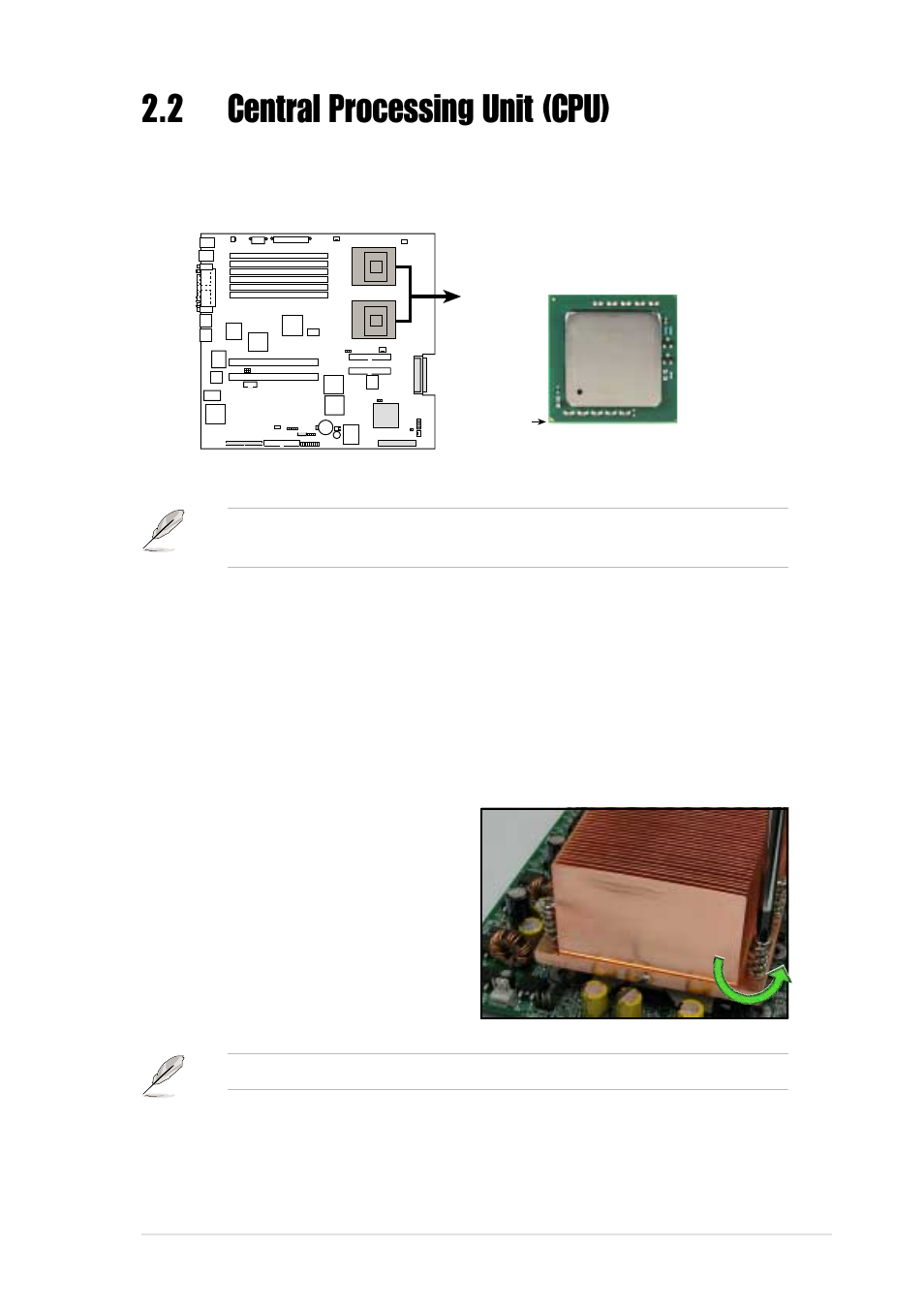 2 central processing unit (cpu), 1 removing the cpu heatsink | Asus AP2400R-E1 User Manual | Page 23 / 116