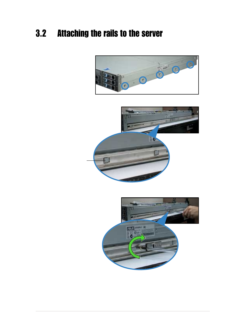 2 attaching the rails to the server | Asus AP2400R-E1 User Manual | Page 55 / 116