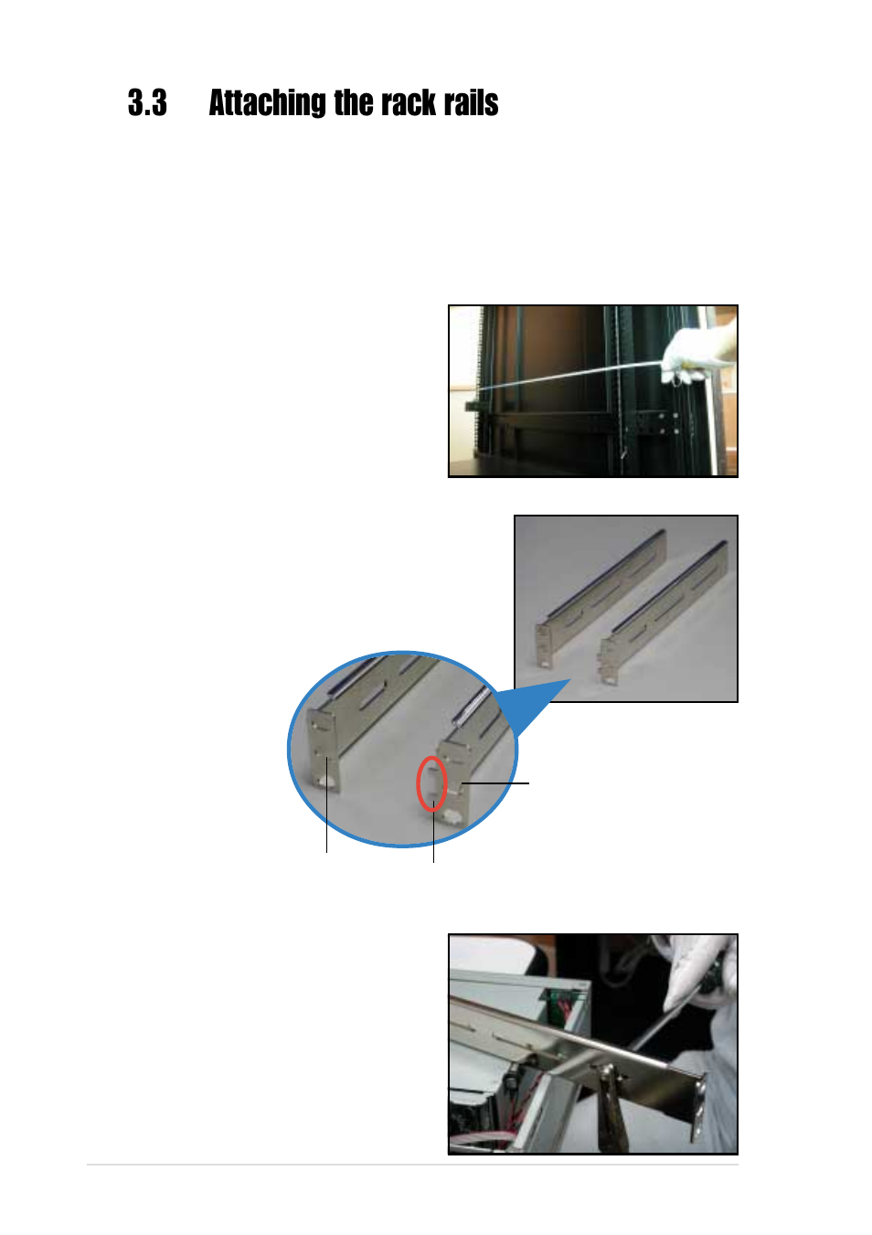 3 attaching the rack rails | Asus AP2400R-E1 User Manual | Page 56 / 116