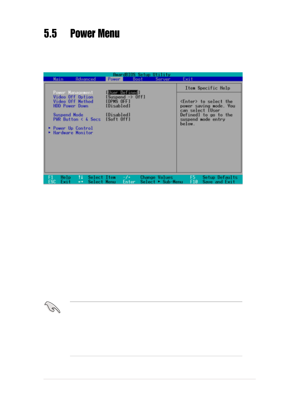 5 power menu | Asus AP2400R-E1 User Manual | Page 97 / 116