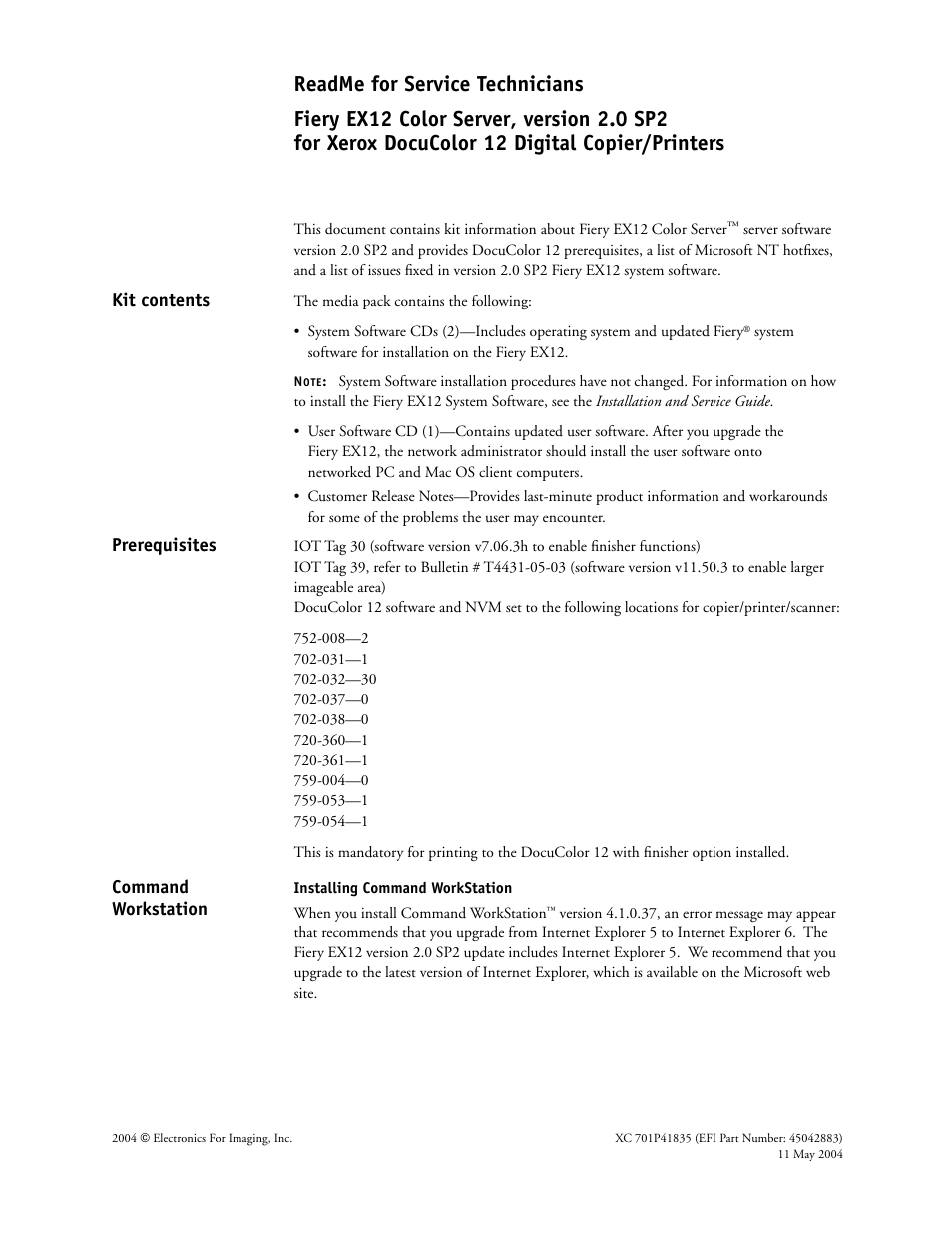 Xerox Copiatrice-stampante DocuColor 12 con Fiery EX12-14272 User Manual | 6 pages