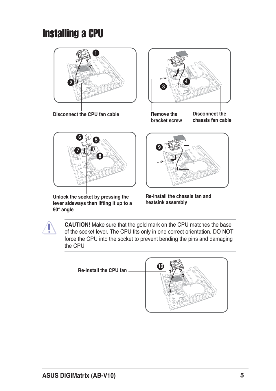 Installing a cpu | Asus DIGIMATRIX E1670 User Manual | Page 5 / 8