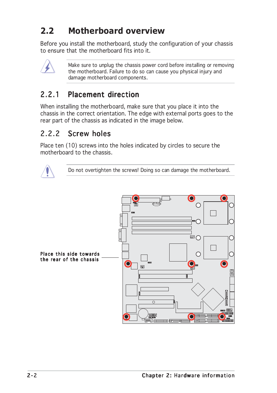 2 motherboard overview | Asus Motherboard NCLV-D (A) User Manual | Page 22 / 104