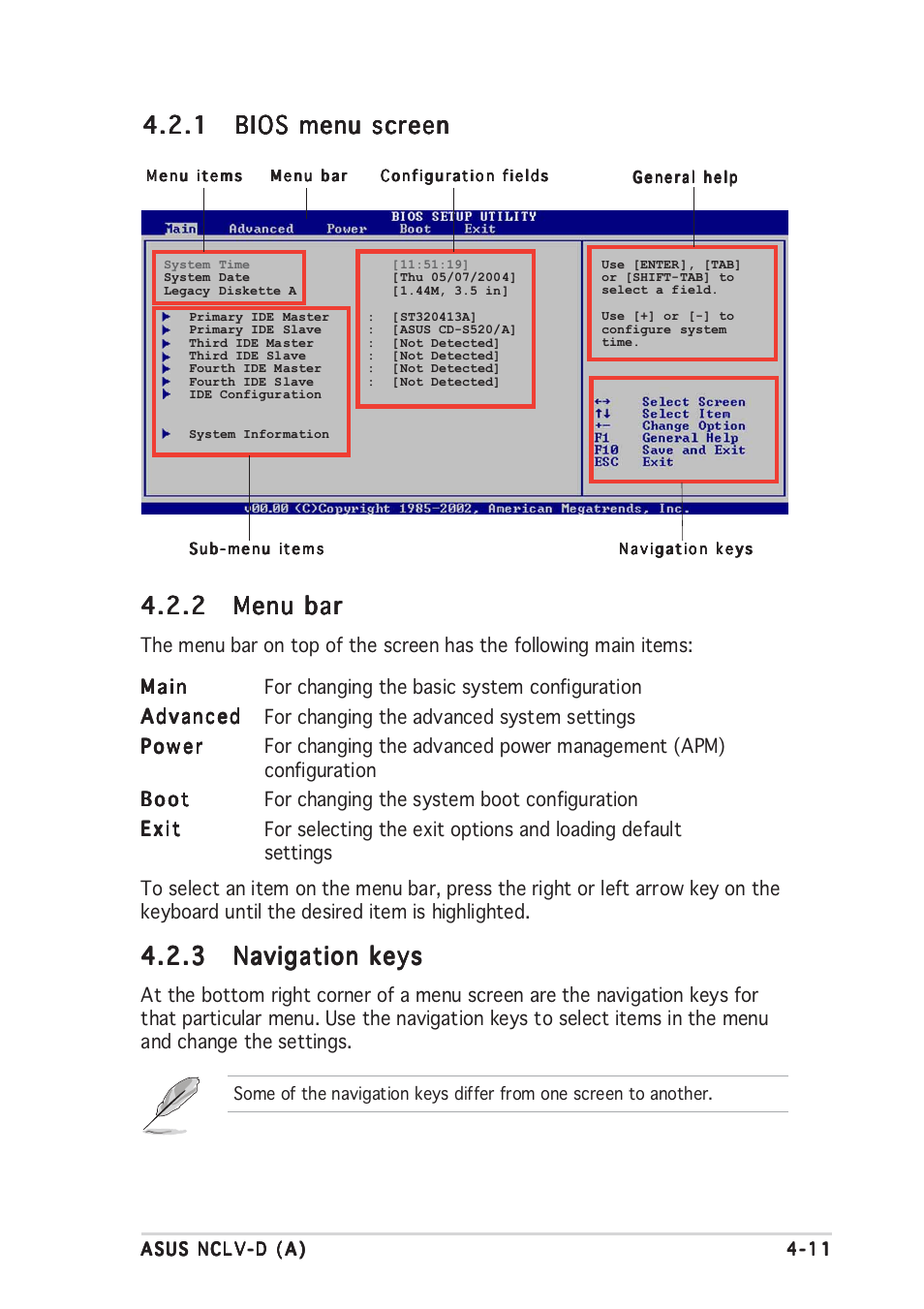 2 menu bar menu bar menu bar menu bar menu bar | Asus Motherboard NCLV-D (A) User Manual | Page 73 / 104