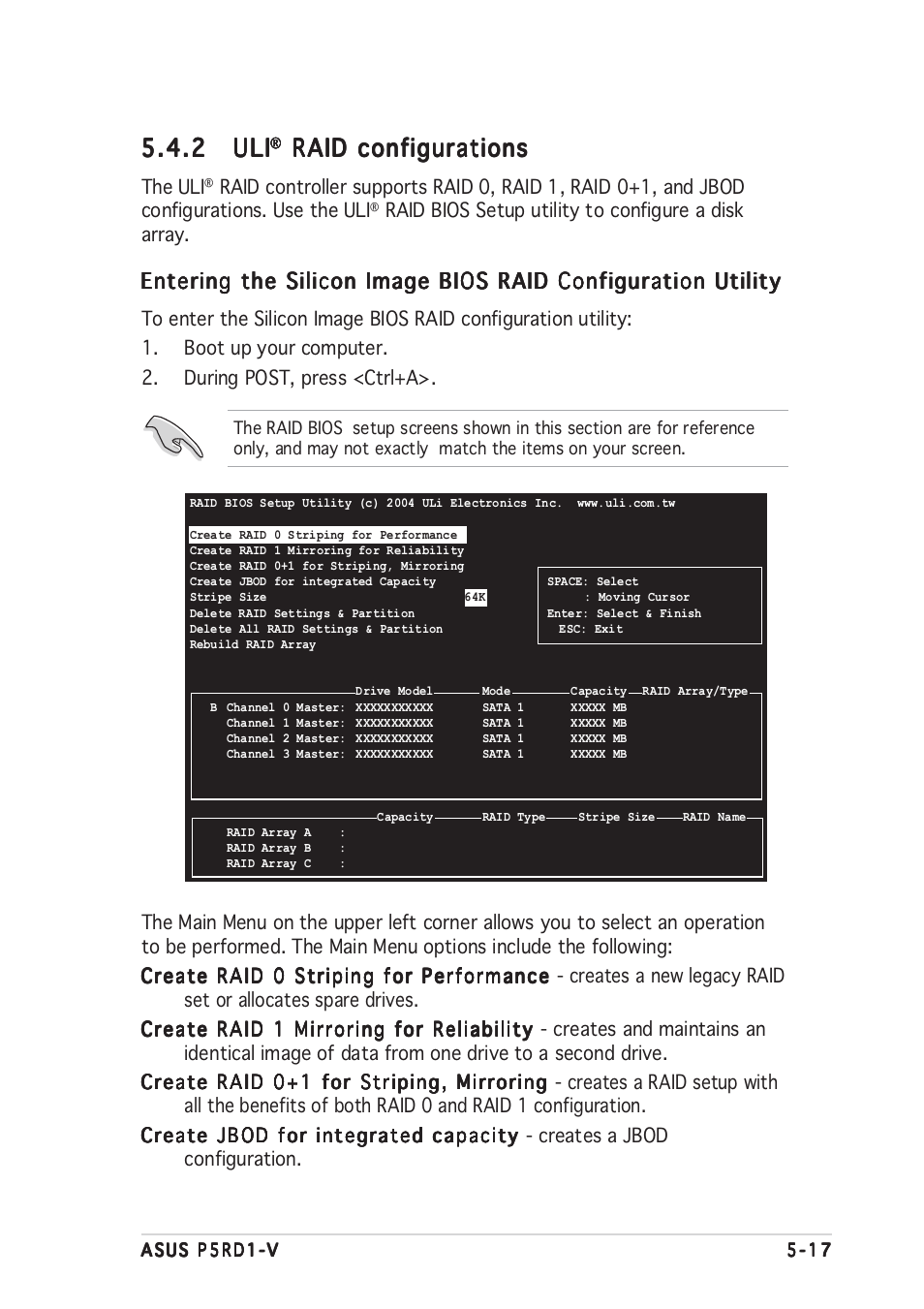 2 uli uli uli uli uli, Raid configurations | Asus Motherboard P5RD1-V User Manual | Page 117 / 128