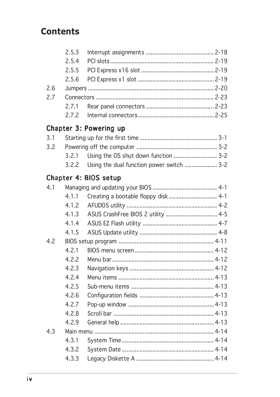 Asus Motherboard P5RD1-V User Manual | Page 4 / 128