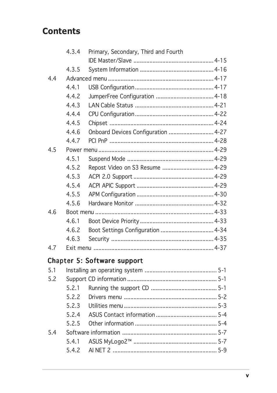 Asus Motherboard P5RD1-V User Manual | Page 5 / 128