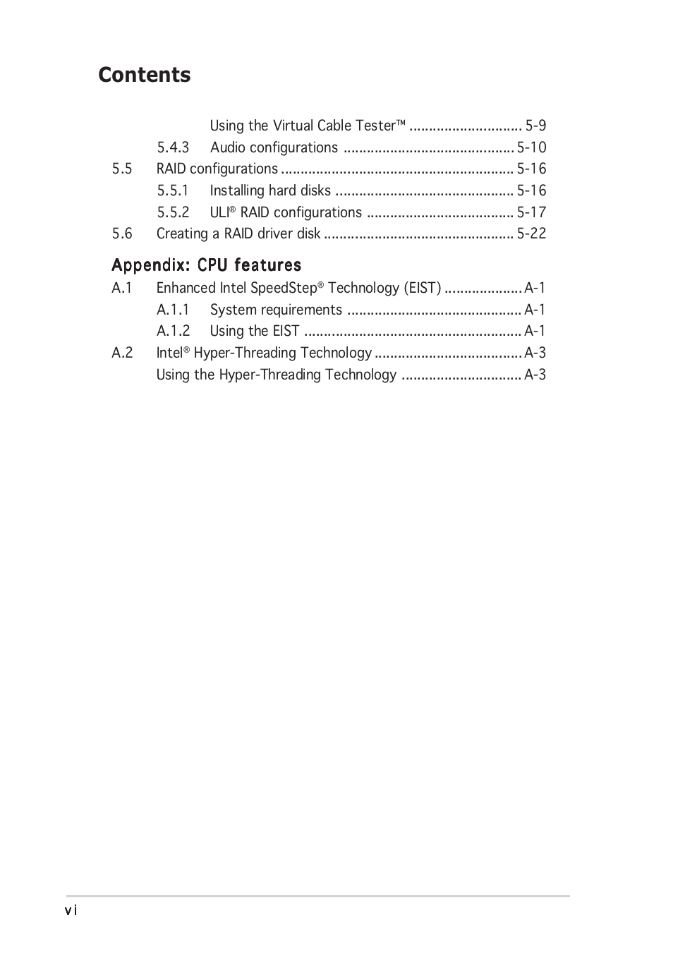 Asus Motherboard P5RD1-V User Manual | Page 6 / 128