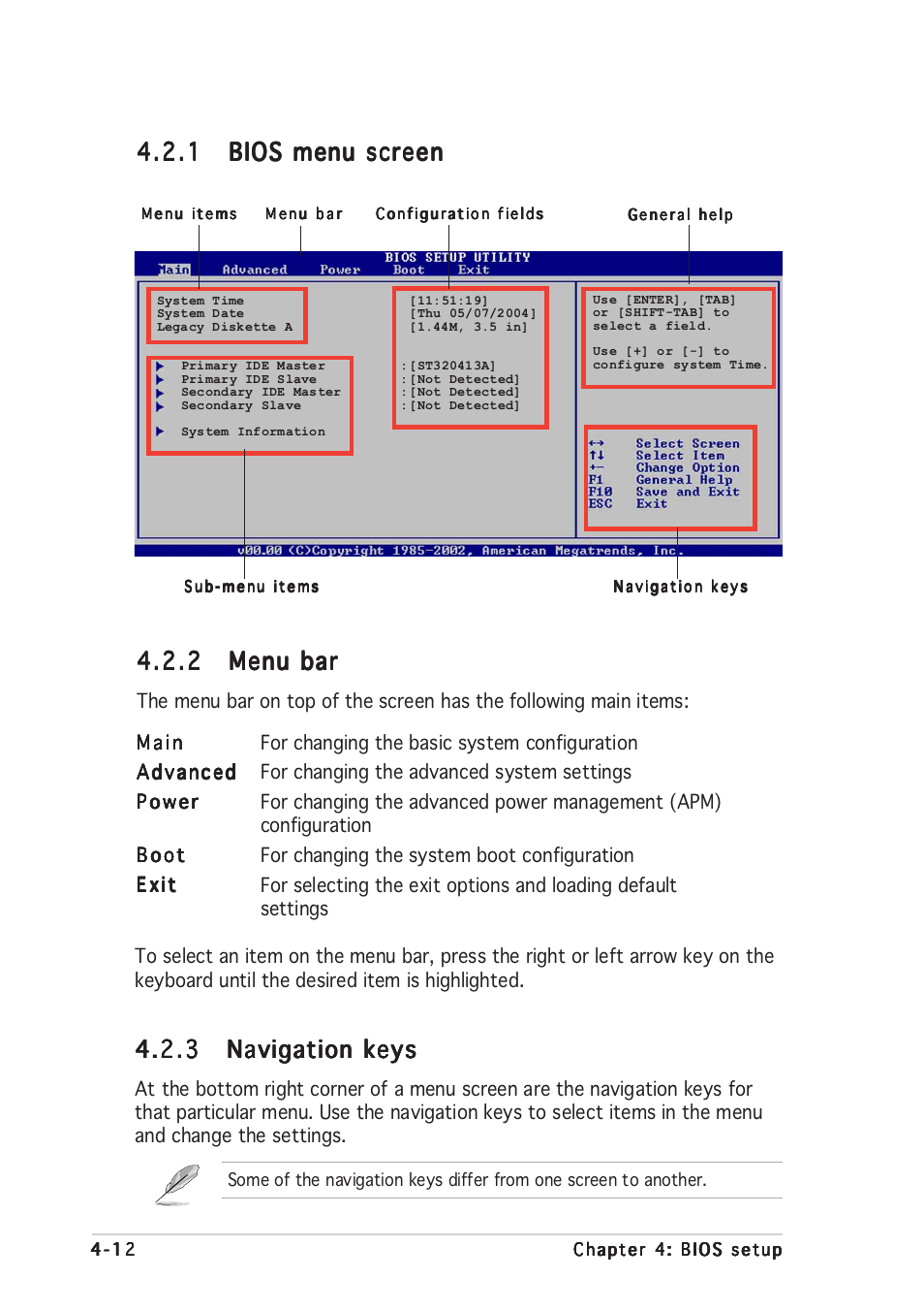 2 menu bar menu bar menu bar menu bar menu bar | Asus Motherboard P5RD1-V User Manual | Page 72 / 128