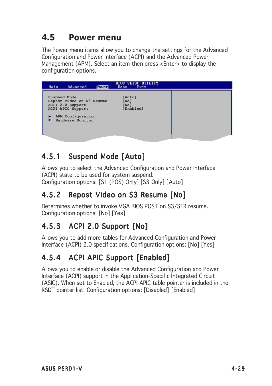 5 power menu | Asus Motherboard P5RD1-V User Manual | Page 89 / 128