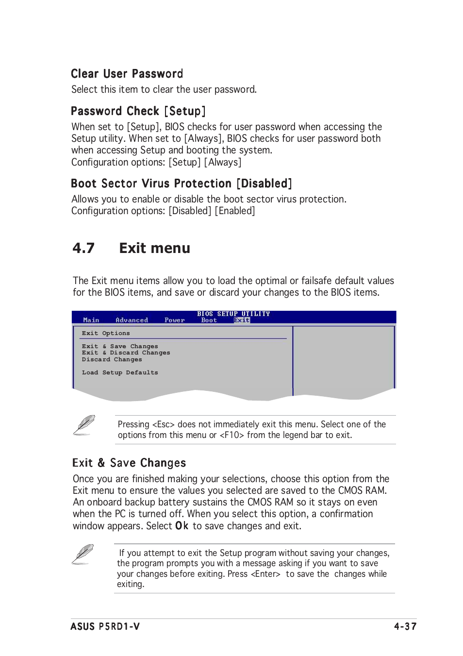 7 exit menu | Asus Motherboard P5RD1-V User Manual | Page 97 / 128